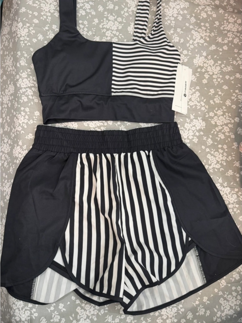 Amazon Black and White Striped Athletic Shorts